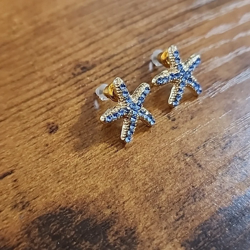 FIRM PRICE Starfish Blue Crystal Earrings Hiqmic 925 Firm Price